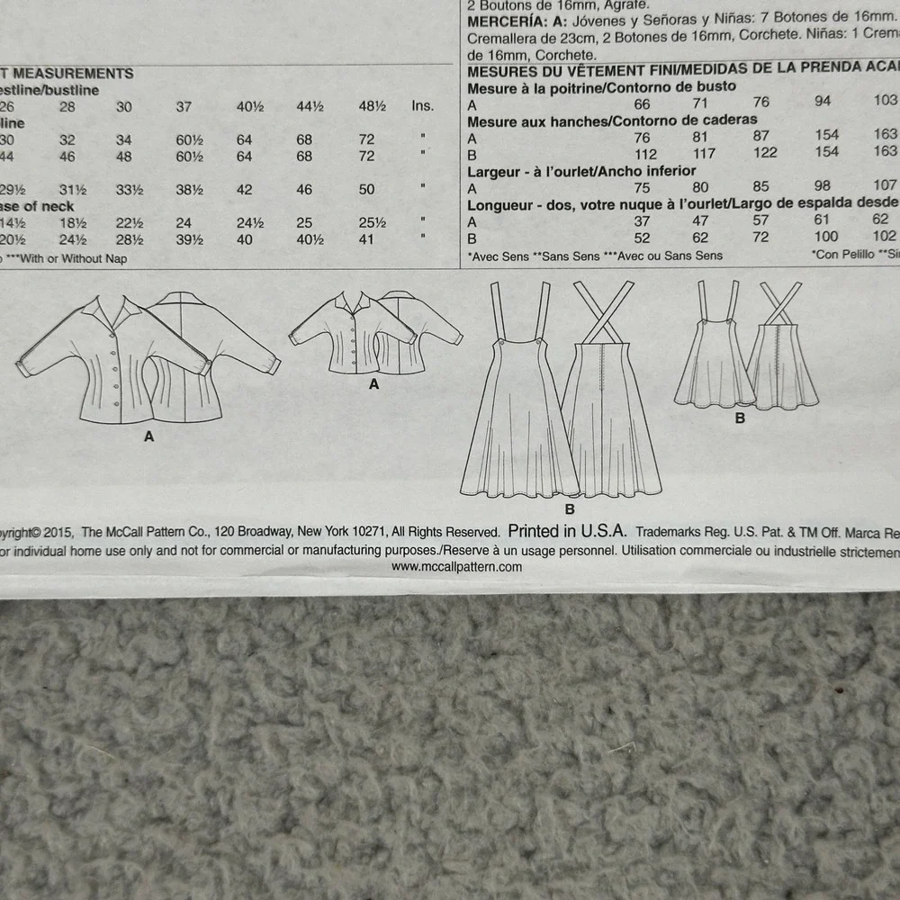McCalls M7184 Sewing Pattern Misses Girls Jumper Dress 1958 Archive S-XL‎ Uncut
